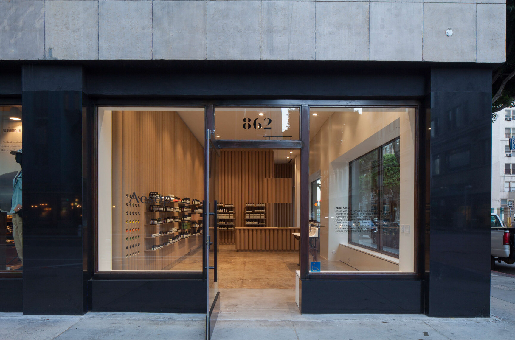 Aesop los angeles cardboard storefront