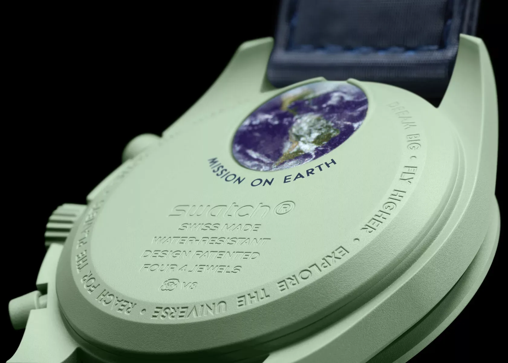 OMEGA MoonSwatch Earth Closeup. Source: OMEGA