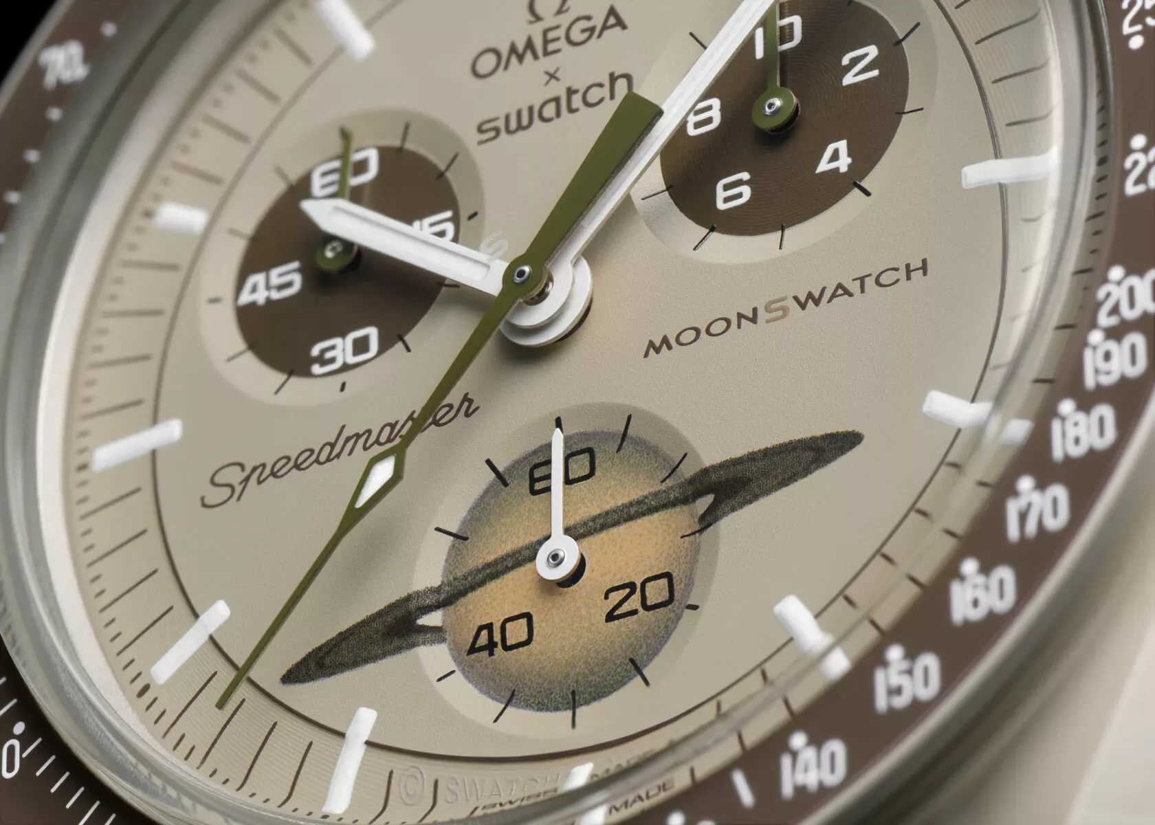 OMEGA MoonSwatch Saturn Closeup. Source: OMEGA